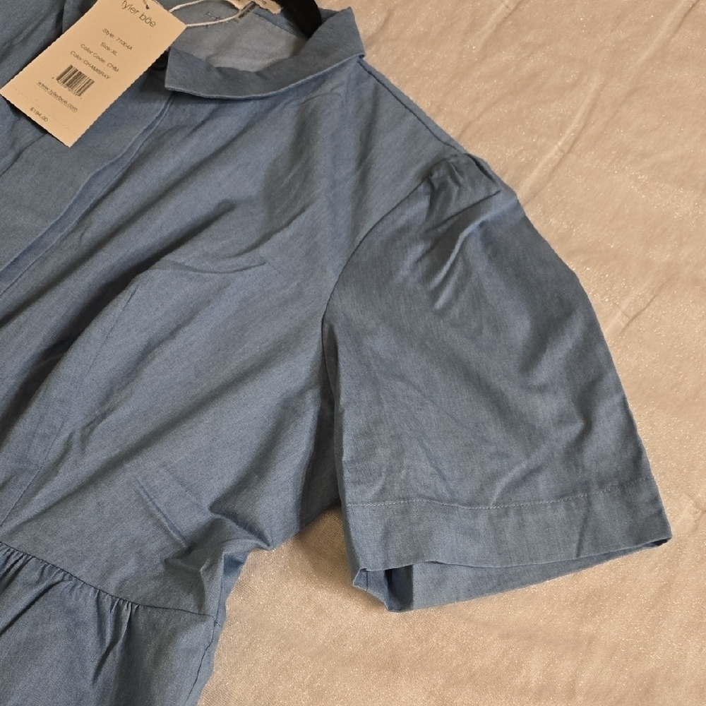 Tyler Boe Blue Pleated Tie Front Sundress - Picture 14 of 14